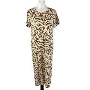 Nine West Dress size Extra Large Brown Tiger Straight Midi Jersey Stretch Modest